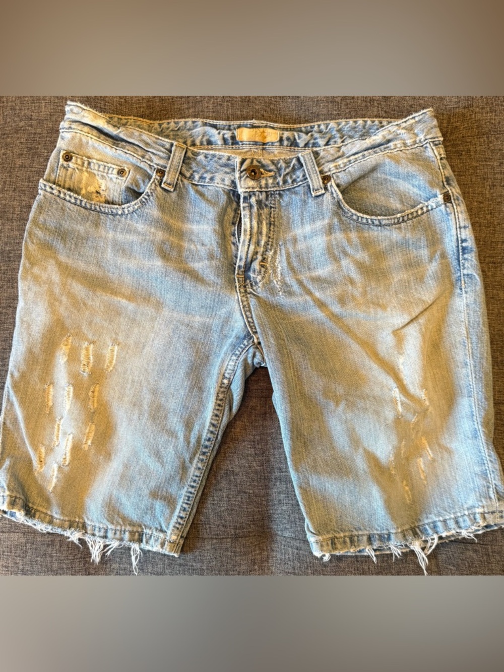 BKE Light Blue Distressed Jean Shorts